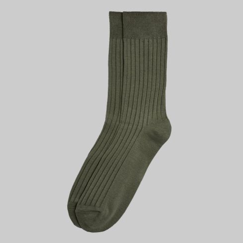 Olive Ribbed Socks for Men
