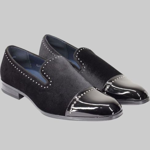 Patent Leather Velvet Loafer Black