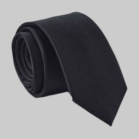 PLAIN BLACK SILK TIE