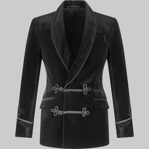 Plain Velvet Black Smoking Jacket