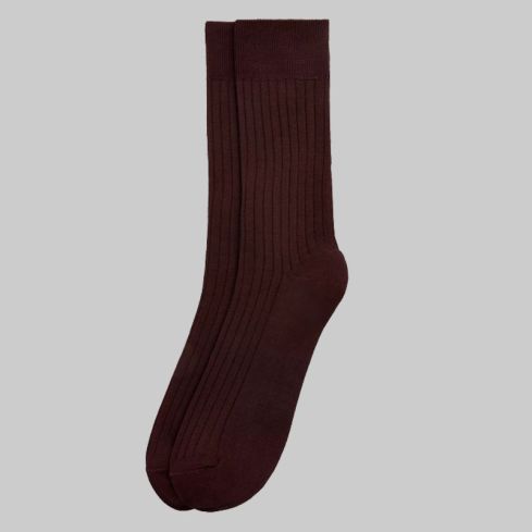 Plum Fine Ribbed Socks for Men
