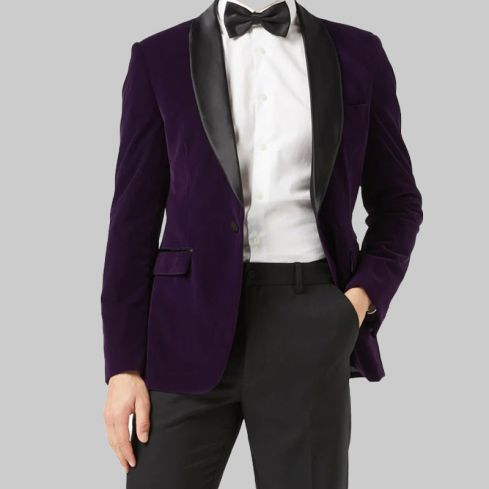 Purple Soft Velvet Jacket for Men
