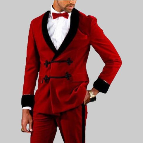 Red Velvet Robe Jacket for Men