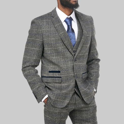 Scott Grey Check Peaky Blinder Tweed Suit for Men