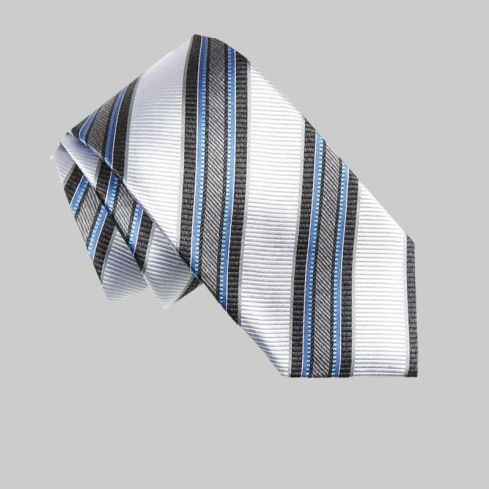 SILVER STRIPE SILK TIE