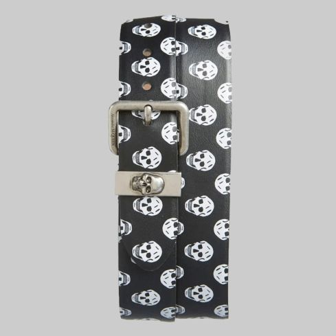 Skull Print Leather Belt for Men