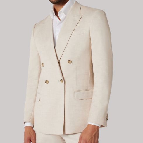 Slim Stretch Double Breasted Tailored Jacket for Men