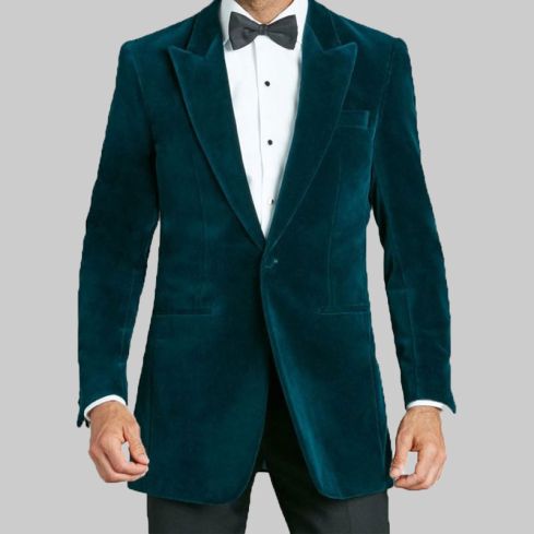 Teal Velvet Jacket for Men