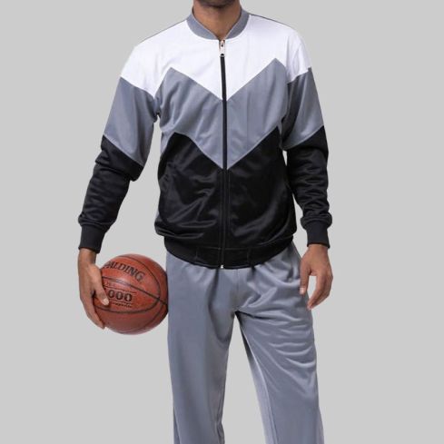 Track Suit Chevron Design in Gray & Black