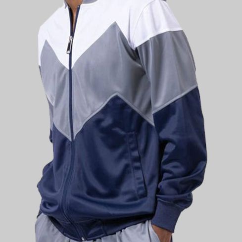 Track Suit Chevron Design in Gray & Navy
