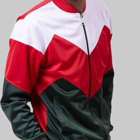 Track Suit Chevron Design in Red & Hunter Green