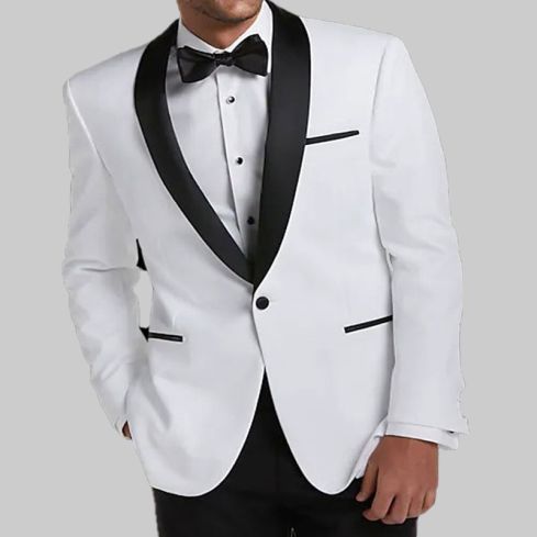 Tuxedo Slim Fit Shawl Lapel Dinner Jacket, White