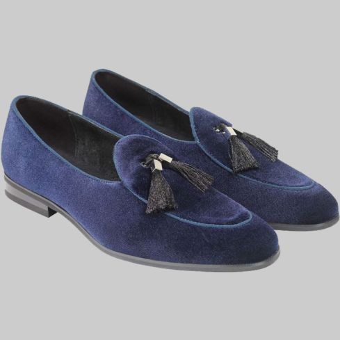 Velvet Tassel Loafer Navy