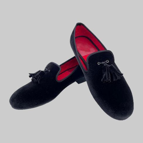 VELVET TASSEL LOAFERS BLACK