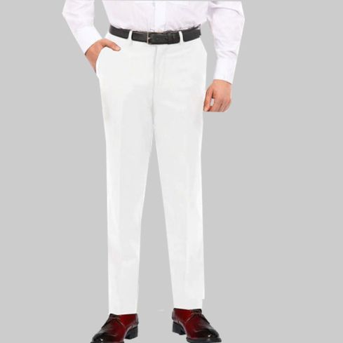 White Dress Pants Regular Leg Flat Front Pants
