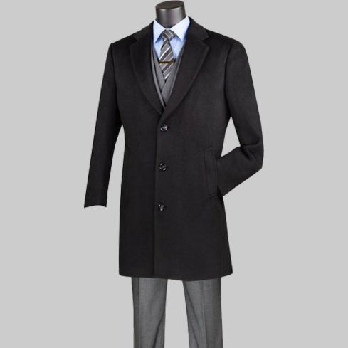 Wool & Cashmere Regular Fit Top Coat 38 Long in Black